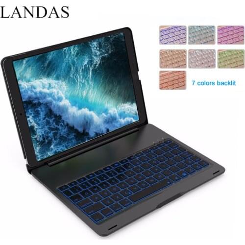 Landas Case With Keyboard For iPad Pro 10.5 Smart Keyboard Cover Aluminum alloy Bluetooth Backlit Keyboards Wireless For iPad PC