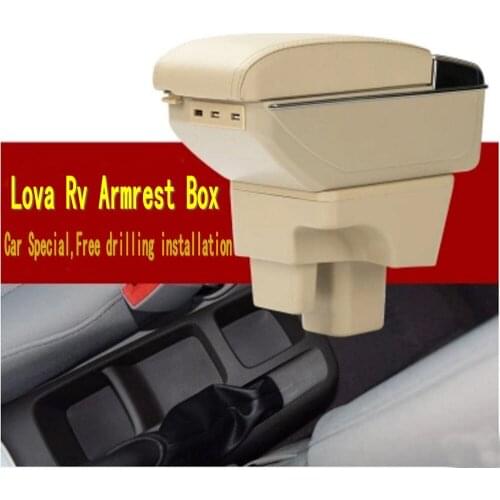 For Chevrolet Lova Rv armrest box central Store content box with cup holder ashtray USB Lova armrests box