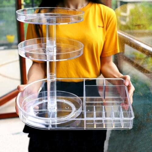 Home storage 360 Degree Rotating Makeup Organizer Lipstick Cosmetic Nail Polish Rack 3 Layer Make Up Brush Shelf Storage holder
