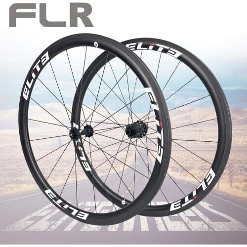 ELITEWHEELS FLR Carbon Fiber Road Bike Wheel 25/27mm Rim Tubular Clincher Tubeless 700c Wheels Straight Pull Low Resistance Hub