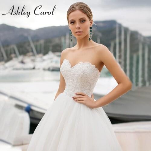 Ashley Carol A-Line Wedding Dress 2021 Beach Sweetheart Bride Gown Beaded Embroidery Sashes Lace Up Boho Bridal Dresses Backless