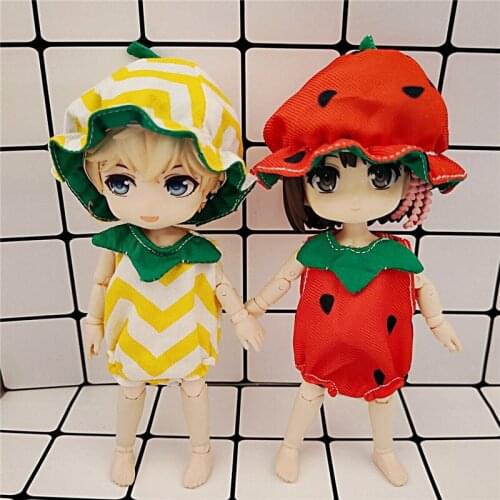 New Ob11 Doll Clothes Summer Cute Fruit Suit Watermelon Strawberry Pineapple 1/12 Doll House 16cm BJD GSC Obitsiu 11 Universal
