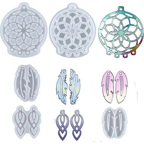 Dream Catcher Casting Silicone Mould DIY Crafts Jewelry Pendant Keychain Mold Dreamcatcher Feather Crystal Epoxy Resin Mold