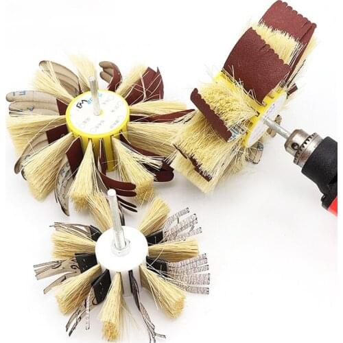 150mmx6mm Shaft Mounted Sisal & Emery cloth sisal sand polishing wheel Micro polishing brush
