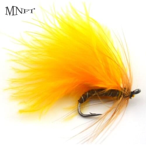 MNFT 10PCS 7# Yellow Wooly Bugger Nymph Trout Lure Dry Hook Fly Fishing Lures