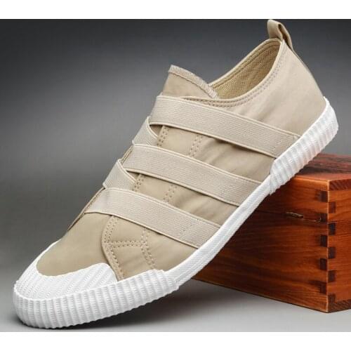 Men Shoes Sneaker Canvas Shoes Summer Designer Sneakers Men Vulcanized Shoes Breathable Slip on Cross Strap Loafers Black Khaki