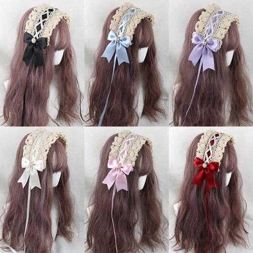 Soft Sister Japanese Lolita Hair Band Hairpin Lace Side clip Lolita Sweet Daily Hair hoop Cute Bowkont Handmade Hair Accessories
