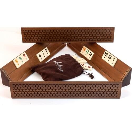 Vip Rummy Okey Team Game Set Wood 42x7x7 Cm Big Size Vintage Rustic Professional Design Mosaic Motifs Handmade Arts