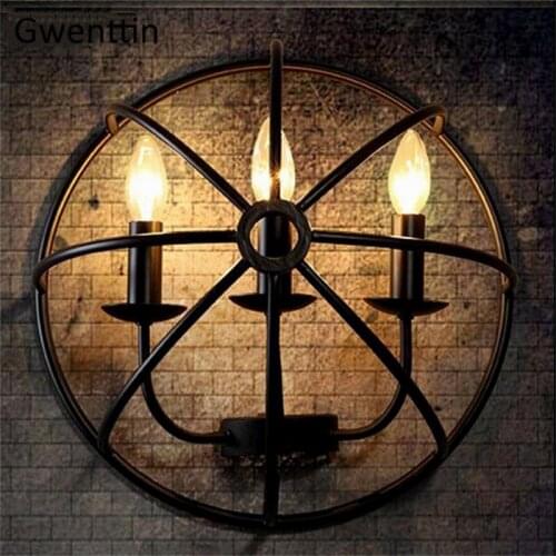 Retro Wall Lamp Semicircle Globe loft Industrial Metal Wall Lights for Restaurant Cafe Kitchen Indoor Light Fixtures Decor