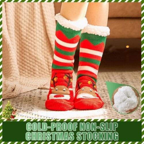 Non-slip Thickening Christmas Stockings Women Girls Christmas Socks Soft Fluffy Cosy Socks Thicken Warm Socks Female Winter Fur