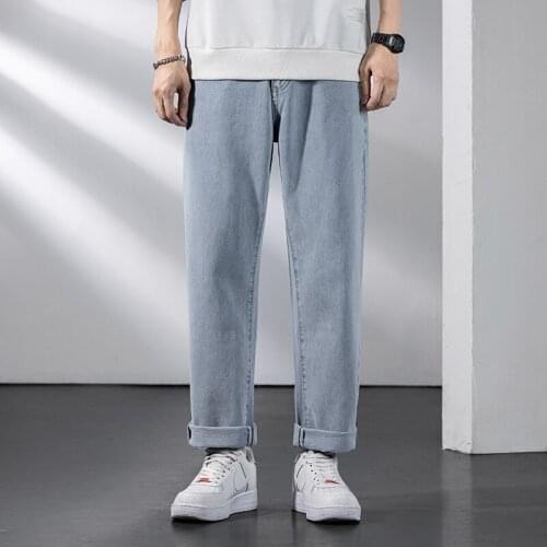 2021 Autumn New MenS Stretch Wide-Leg Jeans Youth Hip-Hop Style Streetwear Trendy Loose Denim Trousers Male Classic Brand Pants