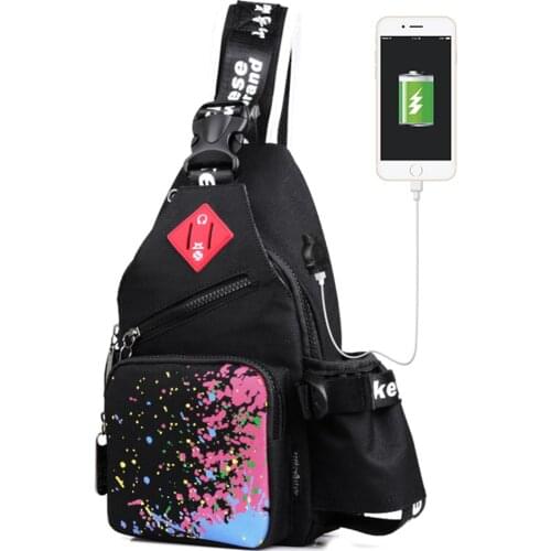 New Women Crossbody Bag USB Oxford Chest Bag 2021 Anti-theft Shoulder Sling Bag Short Travel Messenger Chest Pack For Male