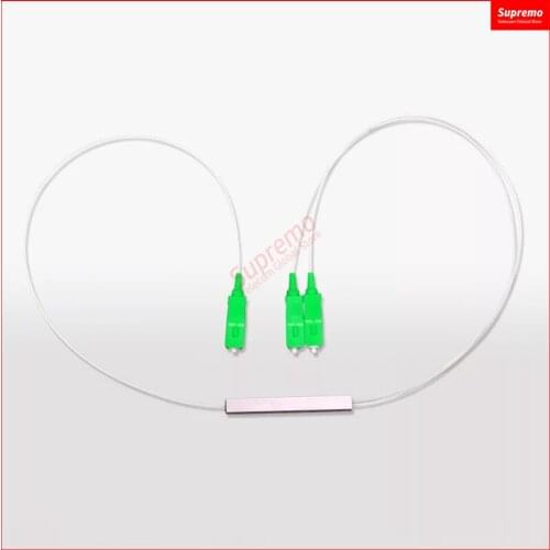 Free Shipping 5PCS/Lot Fiber Optical PLC Splitter SC 1 : 2 Mini steel tube type 1x2 0.9mm Fiber Opitc Splitter SC/APC Connector