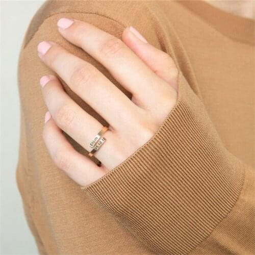 Personalized Sterling Silver Two Name Ring DIY Letter Ring 925 Silver Jewelry Customize Birthday/Lovers/ Mothers Day Gift