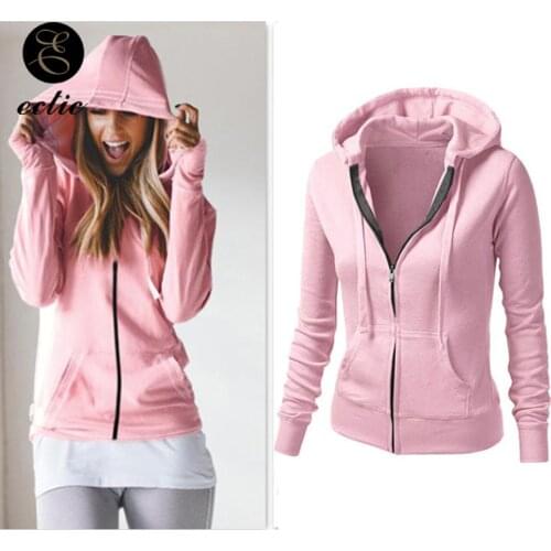 Plain Hooded Sweatshirt With Pocket Zip Up Hoodie Solid Poleron Mujer 2021 Slim Fit Black Zipper Hoodies Womens Winter Tracksuit