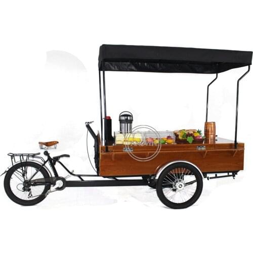 Retro Coffee Cargo Bike Mobile Business Fruit Vending Bicycle Three Wheel Electric Adults Tricycle for Sale
