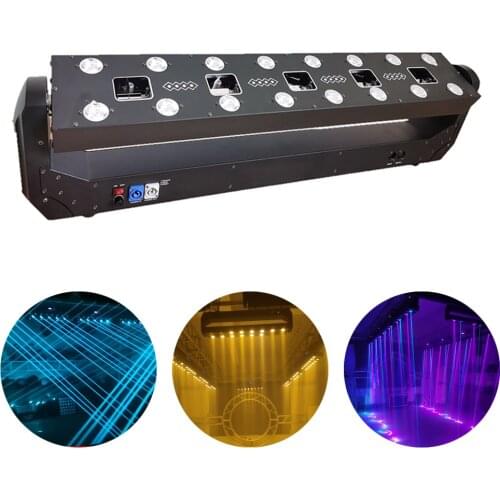 5 Head RGB 3IN1 Laser Animation Scanning Effect Bar Light 16X5W LED Amber Wash Moving Head Light DMX512 DJ Disco Stage Lighting