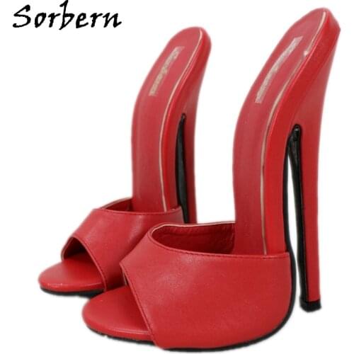 Sorbern 18Cm Mule Sexy Mistress Hi Heel Slides Ladies Unisex Open Toe Shoes Stiletto Fetish Slipper Slides Mule Black Matte
