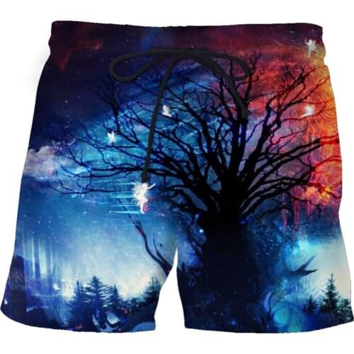 Beach Shorts Nature Scenery Fire Flame 3D Print Mens Casual Board Shorts Fashion Streetwear Short Pants Male Trousers Clothing