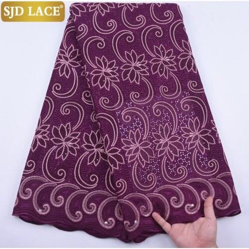 SJD LACE Top Quality African Lace Fabric Embroiderey Swiss Voile Lace In Switzerland Holes Cotton Laces For Festivals DressA1939