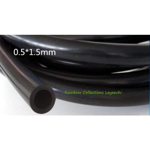 High quality 10M/lot Industrial grade Silica capillary Black silicone hose Fine silicone rubber hose ID0.5*OD1.5mm