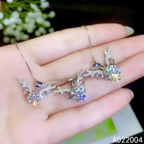 KJJEAXCMY Fine Jewelry 925 Sterling Silver Inlaid Mosang Diamond Gemstone Ladies Pendant Necklace Fashion Support Detection