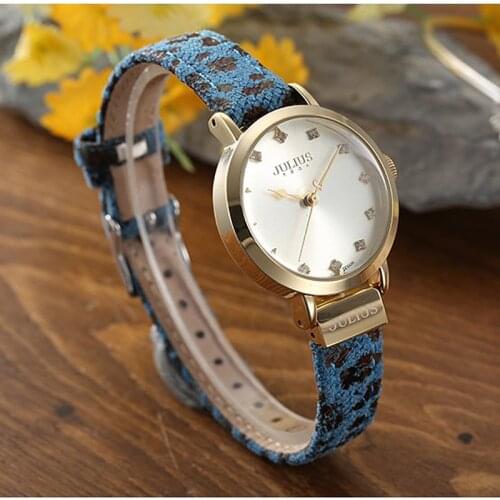 Top Julius Lady Womens Watch Fashion Hours Dress Bracelet Leather Retro Leopard Print Girl Birthday Wild Gift Julius Box