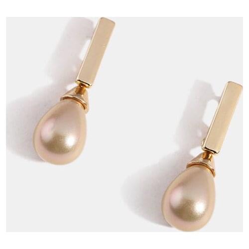 Water Drop Imitation Pearl Gold Color Metal Drop Earring Top Quality Fashion Simple Alloy Drop Earring For Women Party Jewelry