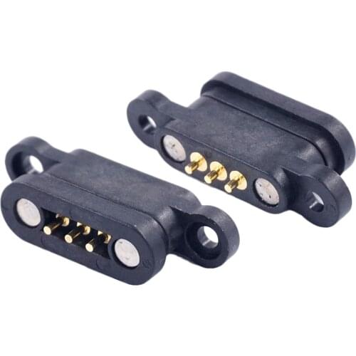1Pair Spring Loaded Magnetic Pogo Pin Plug Connector 3 Positions Magnets Pitch 2.3 MM Through Holes PCB Solder Male Female Probe