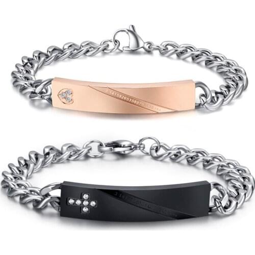 1 PCS Couple Bracelets & Bangle Stainless Steel Cross Bracelets For Women Men Lovers' Wedding Jewelry