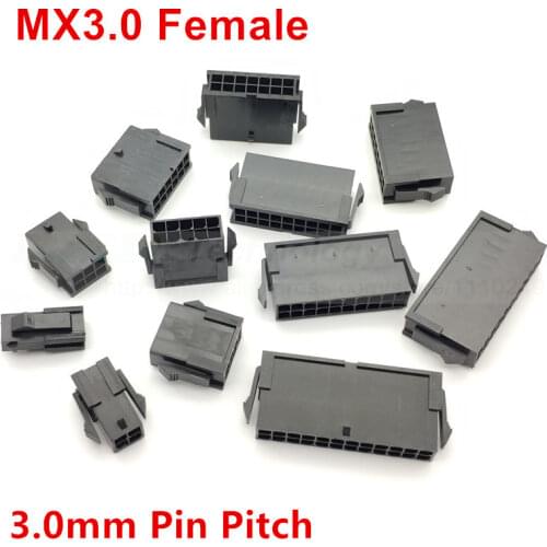 10pcs/Lot MX3.0 3.0mm 3mm Pin Pitch Automotive Wiring Harness Connector Female 2 - 24 P for Computer Graphics Card PCI-E Power