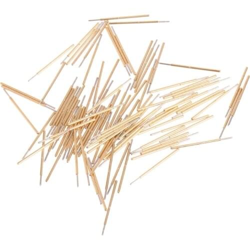100 Pcs Spring Test Probe Pogo Pin P50-Q1 Dia 0.68mm Length 16mm Gold Z1029