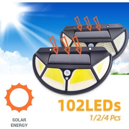 102 LED Wall Lamp Outdoor Solar Lamp Waterproof Wall Light With PIR Motion Sensor Solar Powered For Garden Street Light