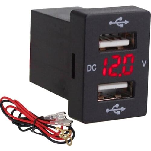 12V Car Charger with Fuse for Toyota 5V 4.2A Car Charging Socket Charger for Phone LED Display Meter Voltmeter (Red)