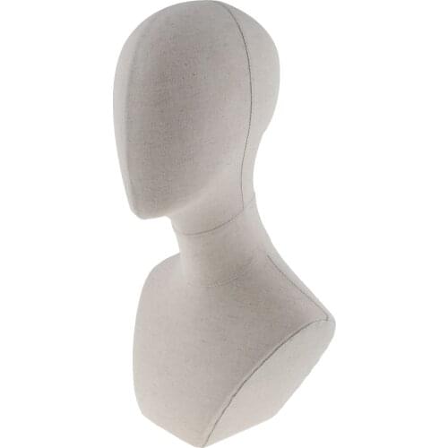 20 Inch Canvas Block Manikin Head Display Stand Mannequin Head Model For Wigs Making or Jewelry Necklace Display - White
