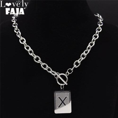 2021 Punk Stainless Steel X Letter Necklaces Chain Silver Color Geometry Pendant Necklace Jewelry bijoux inoxydable NXH200XS03