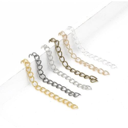 50Pcs Necklace Bracelet Bulk Fine Extender Extended Extension Tails Chain For DIY Earring Jewelry Making Matching Connectors