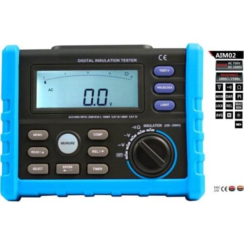 AideTek DIGITAL INSULATION TESTER multimeter compared w/ AIM02