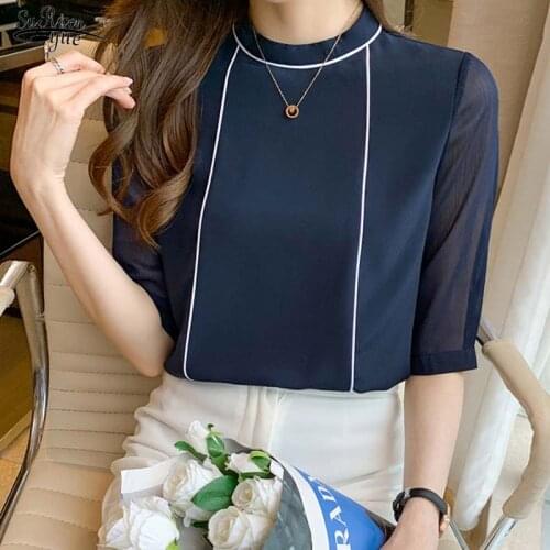 2019 fashion short sleeves women tops and blouse chiffon blouse Off shoulder women shirts clothes blusa feminina D815 30