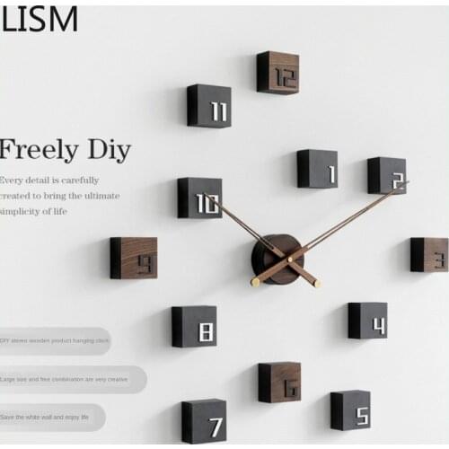 Large Luxury Diy Wall Clock Wood Living Room Silent Sticker Nordic Creative Wall Clock Wall Decor Reloj De Pared 3d Watch Clocks