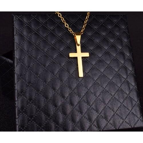 Mini Christian Jesus Cross Necklaces for Women Stainless Steel Pendant Link Chain Religious Necklace Pray Bless Titanium Jewelry