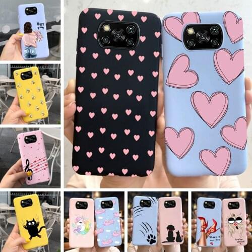 POCO X3 NFC Case Cute Love Heart Phone Back Cover For Xiaomi Poco X3 NFC Cover Coque For Poco F3 X3NFC Slim Soft TPU Bumper Capa