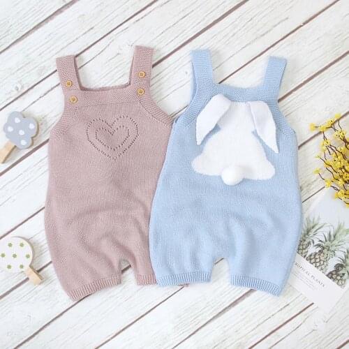 Baby Rompers Clothes Bunny Rabbit Knitted New Born Boys Girl Jumpsuits One Piece Infant Bebes Kids Easter Outfit Cartoon Costume