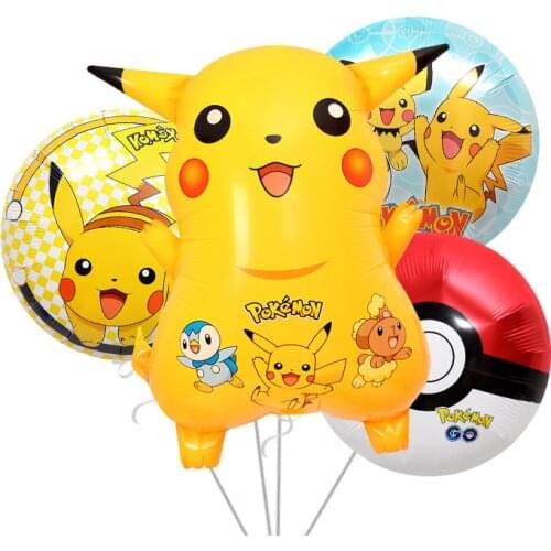 Pocket Elf Cartoon Pikachu Elf Ball Shape Theme Toy Aluminum Foil Balloon