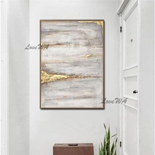 Modern New Abstract Gold Foil Design Canvas Oil Painting Art Home Wall Decoration Piece Wall Art Unframed Paintings For Bedroom