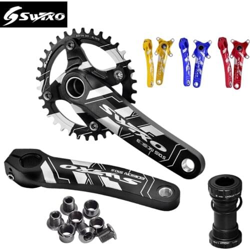 Bicycle Crank Chainwheel Axis 104BCD Integrated Aluminum MTB Bike Crank Set With Bottom 170mm Crank 34T 36T Plate Bicycle Parts