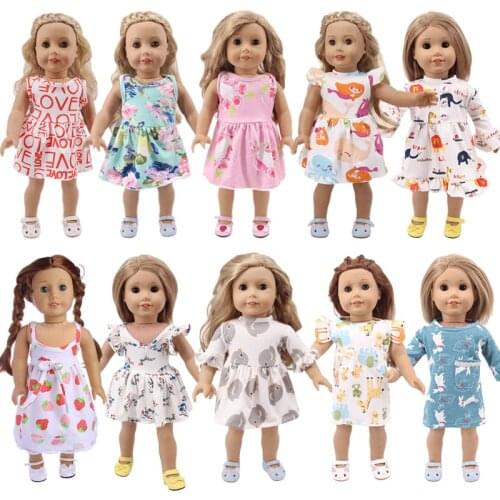Doll Unicorn Cartoon Skirts Animal Design Dress Fit 18 Inch American&43CM Reborn Baby New Born Doll ,Girls Russia DIY Gift Toys