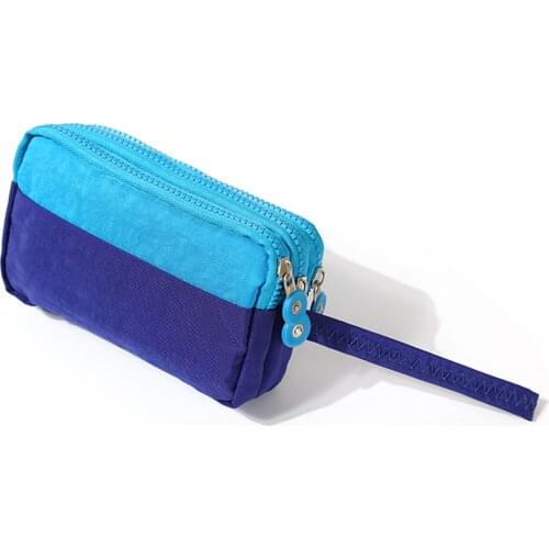 Mosaic Zipper Wristband Wallet Large Purse with 3 Main Pocket 17.5*10.5*5cm Nylon Handbag for Cell Phone Banknote Coin New