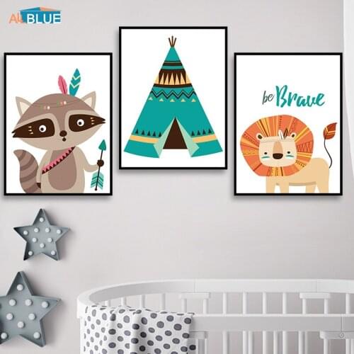 Nordic Posters And Prints Nursery Wall Art Canvas Prints Lion Animals Paintings For Living Room Wall Pictures For Kids Rooms