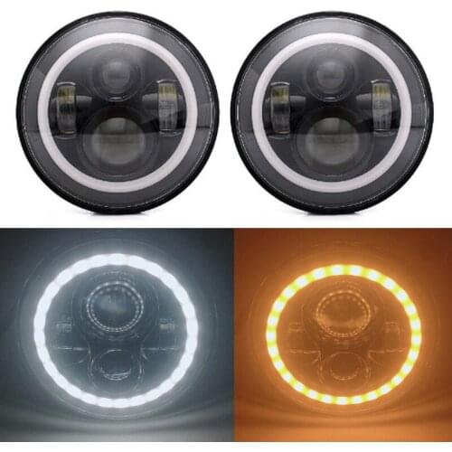 New 7 inch led headlights motorcycle 7 inch modified headlights full circle angel eyes with daytime running light RGB
